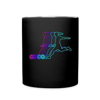 Fußball Tshirt Herren Damen Soccer Football - Tasse einfarbig - Schwarz - Vorne