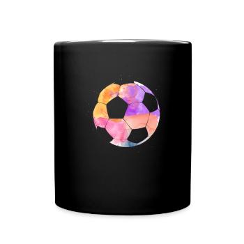 Fußball Tshirt Herren Damen Soccer Football - Tasse einfarbig - Schwarz - Vorne