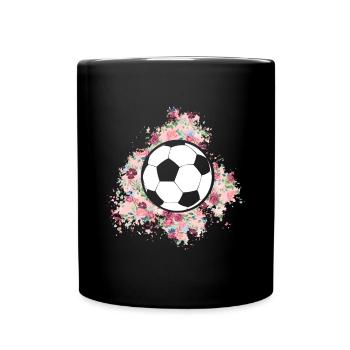 Fußball Tshirt Herren Damen Soccer Football - Tasse einfarbig - Schwarz - Vorne