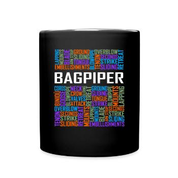 Bagpiper - Words - Full Colour Mug - black - Front