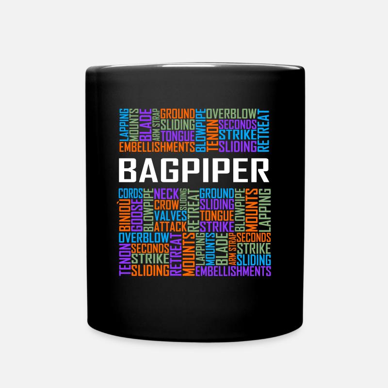 Bagpiper - Words - Full Colour Mug - black