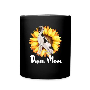 Great Dane Mom Sunflower Dane Lovers - Full Colour Mug - black - Front