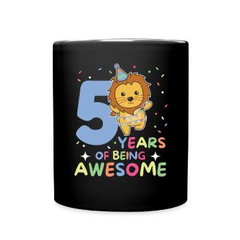 Lion for 5th birthday Children five years old - Full Colour Mug - black - Front