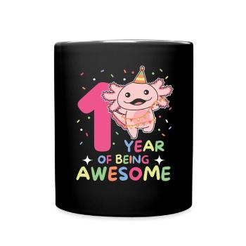 Axolotl for 1st birthday for children one year old - Full Colour Mug - black - Front
