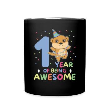 Meerkats for the 1st birthday for children one year - Full Colour Mug - black - Front