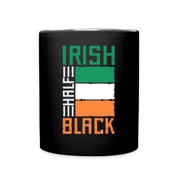 Mi-Irlandais Mi-Chemise Noire Saint-Patrick - Mug uni - noir - Devant