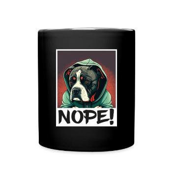 Hund Bulldogge Nope Morgenmuffel Kollege Sarkasmus - Tasse einfarbig - Schwarz - Vorne