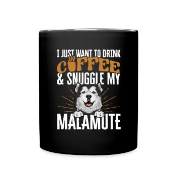 Alaskan Malamute Dog - Full Colour Mug - black - Front
