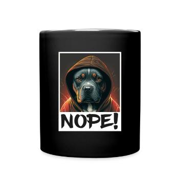Dog Bulldog Nope Morning grouch colleague Sarcasm - Full Colour Mug - black - Front
