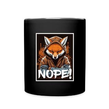 Nope Morning Grouch Fox Office Colleague Sarcasm - Full Colour Mug - black - Front