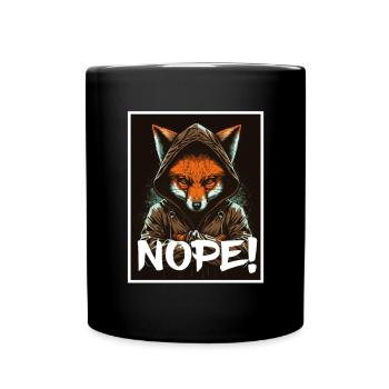 Nope Morgenmuffel Fuchs Büro Kollege Sarkasmus - Tasse einfarbig - Schwarz - Vorne