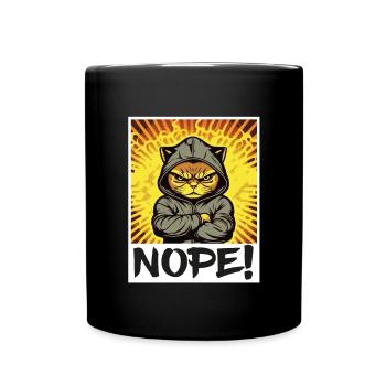 Nope Morgenmuffel Katze Kätzchen Kollege Sarkasmus - Tasse einfarbig - Schwarz - Vorne
