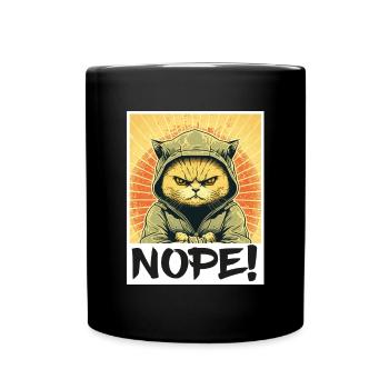 Nope Morgenmuffel Katze Kätzchen Kollege Sarkasmus - Tasse einfarbig - Schwarz - Vorne