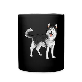 Alaskan Malamute Hund - Tasse einfarbig - Schwarz - Vorne