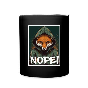 Nope Morning Grouch Fox Office Colleague Sarcasm - Full Colour Mug - black - Front