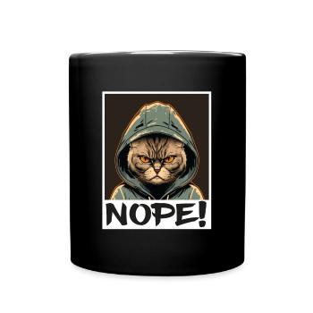 Nope Morgenmuffel Katze Kätzchen Kollege Sarkasmus - Tasse einfarbig - Schwarz - Vorne