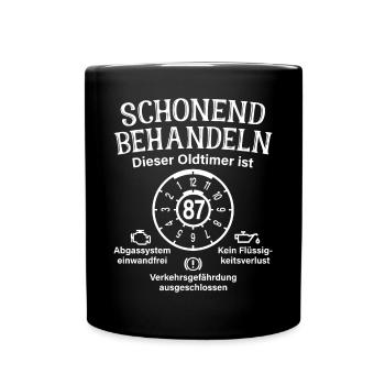 87. Geburtstag Schonend Behandeln Oldtimer Ist 87 - Tasse einfarbig - Schwarz - Vorne