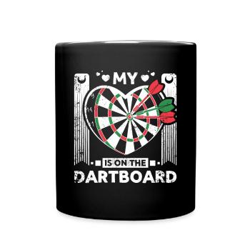My heart is on the dartboard - Tasse einfarbig - Schwarz - Vorne