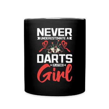 Never underastimate a darts playing girl - Tasse einfarbig - Schwarz - Vorne