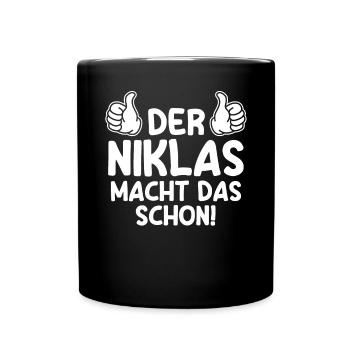 Niklas - Tasse einfarbig - Schwarz - Vorne