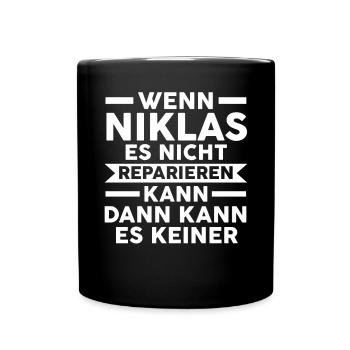 Niklas - Tasse einfarbig - Schwarz - Vorne