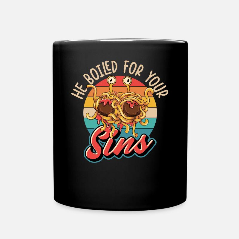 Fliegendes Spaghettimonster FSM Retro - Tasse einfarbig - Schwarz