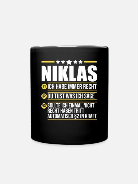 Niklas - Tasse einfarbig - Schwarz