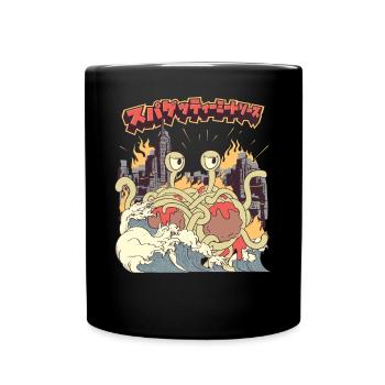Fliegendes Spaghettimonster Kaiju Pastafari - Tasse einfarbig - Schwarz - Vorne
