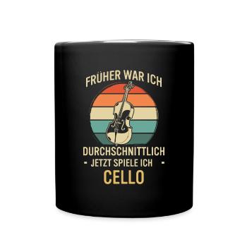 Cello Cellospieler Cellist - Tasse einfarbig - Schwarz - Vorne