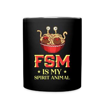 Fliegendes Spaghettimonster Pastafari - Tasse einfarbig - Schwarz - Vorne