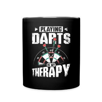 Dart spielen ist meine Therapie - Tasse einfarbig - Schwarz - Vorne