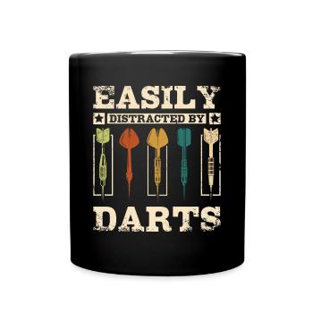 Lässt sich leicht durch Darts ablenken - Tasse einfarbig - Schwarz - Vorne