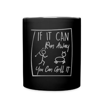 Lustiger Grill-Spruch I Grillen Motiv - Tasse einfarbig - Schwarz - Vorne