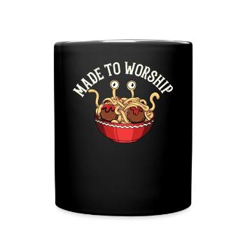 Fliegendes Spaghettimonster Pastafari - Tasse einfarbig - Schwarz - Vorne