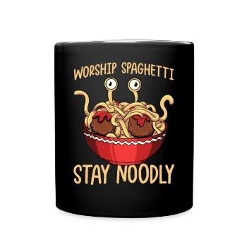 Das fliegende Spaghettimonster - Tasse einfarbig - Schwarz - Vorne
