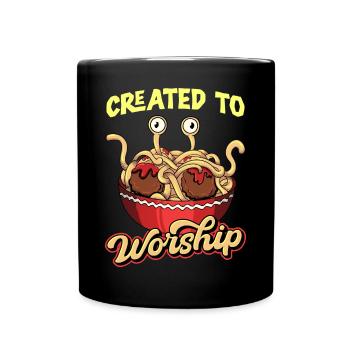 Fliegendes Spaghettimonster Pastafari - Tasse einfarbig - Schwarz - Vorne