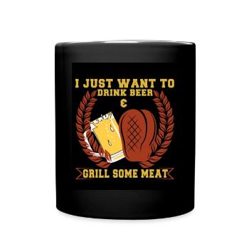 Lustiger Grill-Spruch I Grillen Motiv - Tasse einfarbig - Schwarz - Vorne