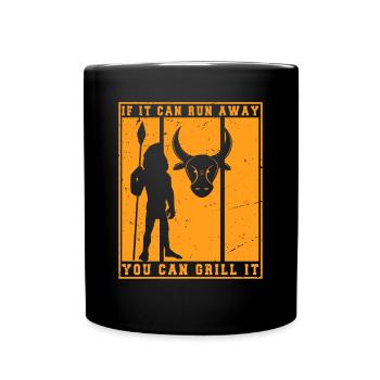 Lustiger Grill-Spruch I Grillen Motiv - Tasse einfarbig - Schwarz - Vorne
