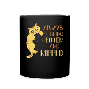 Katze Ich will dich beißen - Tasse einfarbig - Schwarz - Vorne