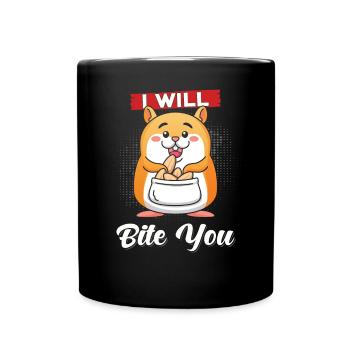 Hamster Ich will dich beißen - Tasse einfarbig - Schwarz - Vorne