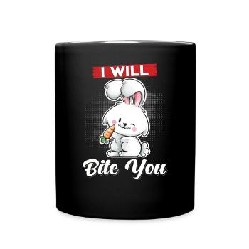 Rabbit Ich will dich beißen - Tasse einfarbig - Schwarz - Vorne