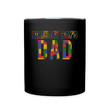 Father of birthday boy builds building blocks - Full Colour Mug - black - Front