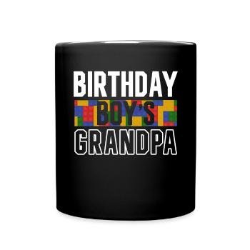 Birthday boy Grandpa building blocks - Full Colour Mug - black - Front