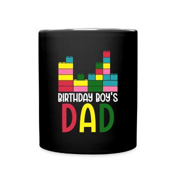 Le père d’un garçon d’anniversaire construit des blocs de construction - Mug uni - noir - Devant