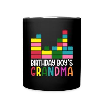 Birthday Kids Grandma Building Blocks - Full Colour Mug - black - Front