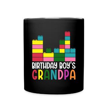Birthday boy Grandpa building blocks - Full Colour Mug - black - Front
