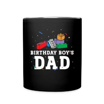 Le père d’un garçon d’anniversaire construit des blocs de construction - Mug uni - noir - Devant