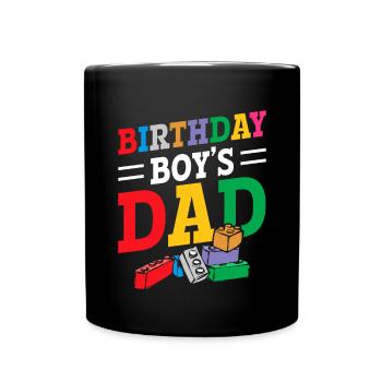 Father of birthday boy builds building blocks - Full Colour Mug - black - Front
