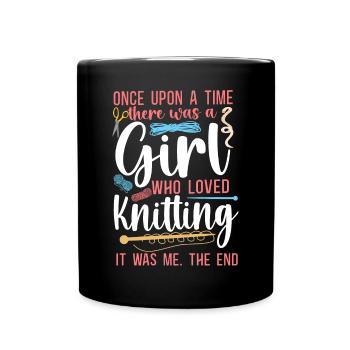 Knitting Knitter Girl Once Upon A - Full Colour Mug - black - Front