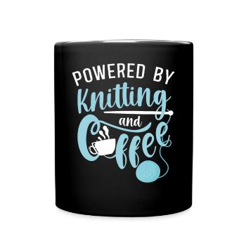 Knitting Knitter Coffee Powered By - Tasse einfarbig - Schwarz - Vorne